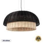 GLOBOSTAR® CORSICA 02216 Boho Κρεμαστό Φωτιστικό Οροφής με Ντουί 1 x E27 AC 220-240V IP20 - Μαύρο & Μπεζ - Μ70 x Π70 x Υ35cm