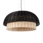 GLOBOSTAR® CORSICA 02216 Boho Κρεμαστό Φωτιστικό Οροφής με Ντουί 1 x E27 AC 220-240V IP20 - Μαύρο & Μπεζ - Μ70 x Π70 x Υ35cm - Image 2