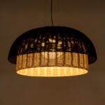 GLOBOSTAR® CORSICA 02216 Boho Κρεμαστό Φωτιστικό Οροφής με Ντουί 1 x E27 AC 220-240V IP20 - Μαύρο & Μπεζ - Μ70 x Π70 x Υ35cm - Image 3