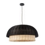 GLOBOSTAR® CORSICA 02216 Boho Κρεμαστό Φωτιστικό Οροφής με Ντουί 1 x E27 AC 220-240V IP20 - Μαύρο & Μπεζ - Μ70 x Π70 x Υ35cm - Image 4