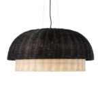 GLOBOSTAR® CORSICA 02216 Boho Κρεμαστό Φωτιστικό Οροφής με Ντουί 1 x E27 AC 220-240V IP20 - Μαύρο & Μπεζ - Μ70 x Π70 x Υ35cm - Image 5