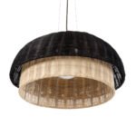 GLOBOSTAR® CORSICA 02216 Boho Κρεμαστό Φωτιστικό Οροφής με Ντουί 1 x E27 AC 220-240V IP20 - Μαύρο & Μπεζ - Μ70 x Π70 x Υ35cm - Image 6