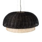 GLOBOSTAR® CORSICA 02216 Boho Κρεμαστό Φωτιστικό Οροφής με Ντουί 1 x E27 AC 220-240V IP20 - Μαύρο & Μπεζ - Μ70 x Π70 x Υ35cm - Image 7