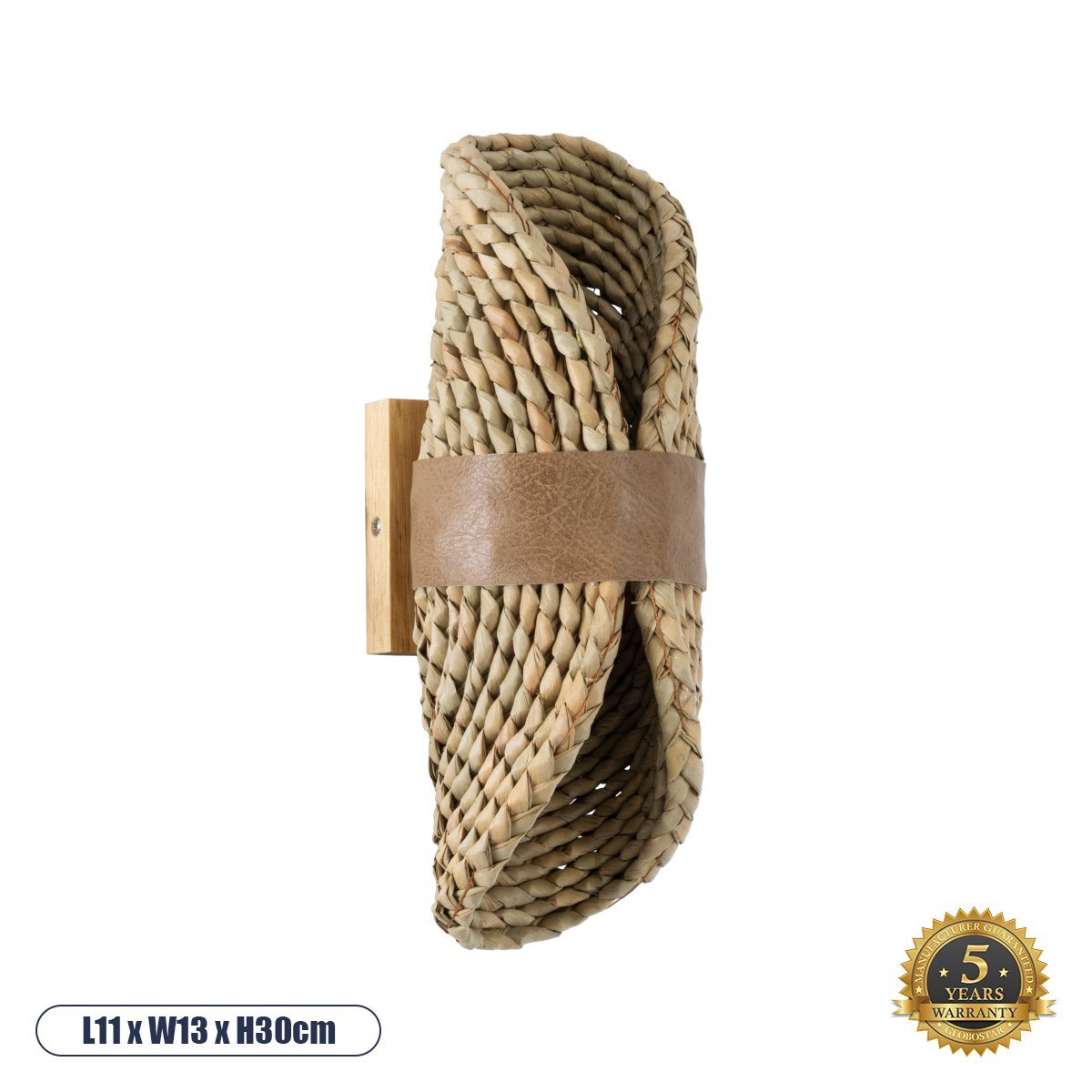 02222_0 GLOBOSTAR® GUAVA 02222 Boho Φωτιστικό Τοίχου - Απλίκα με Ντουί 2 x G9 AC 220-240V IP20 - Μπεζ & Καφέ - Μ11 x Π13 x Υ30cm - Image 1