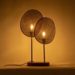 GLOBOSTAR® AZUL 02231 Boho Επιτραπέζιο Φωτιστικό Πορτατίφ με Ντουί 2 x E27 AC 220-240V IP20 - Μπεζ & Μαύρο - Μ45 x Π11 x Υ75cm - Image 3