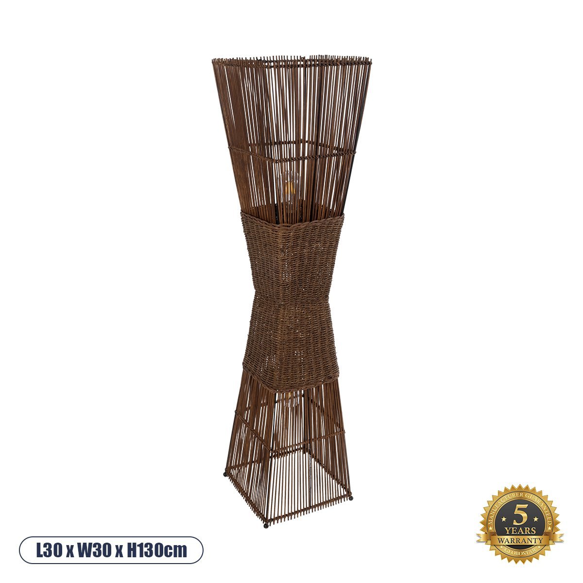 02275_0 GLOBOSTAR® PALMA 02275 Boho Επιδαπέδιο Φωτιστικό με Ντουί 2 x E27 AC 220-240V IP20 - Καφέ - Μ30 x Π30 x Υ130cm - Image 1