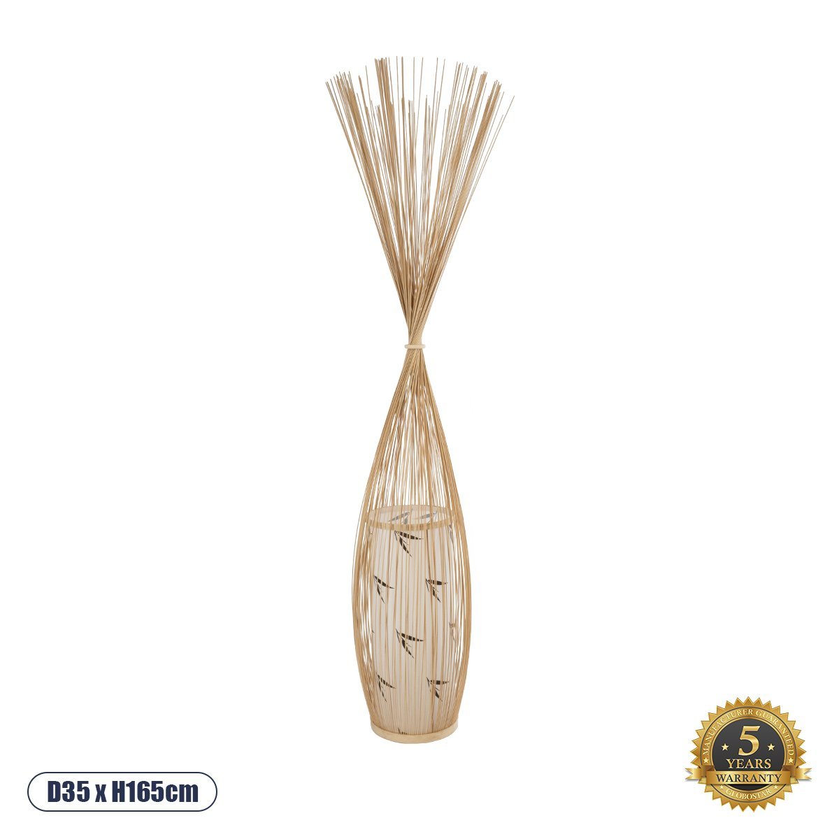 02276_0 GLOBOSTAR® PORTONOVO S-02276 Boho Επιδαπέδιο Φωτιστικό με Ντουί 1 x E27 AC 220-240V IP20 - Μπεζ - Μ35 x Π35 x Υ165cm - Image 1