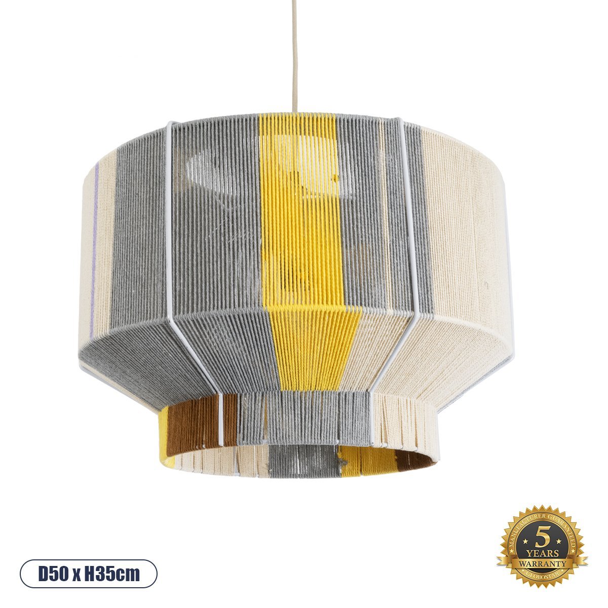 02290_0 GLOBOSTAR® SALERNO 02290 Boho Κρεμαστό Φωτιστικό Οροφής με Ντουί 1 x E27 AC 220-240V IP20 - Πολύχρωμο - Μ50 x Π50 x Υ35cm - Image 1