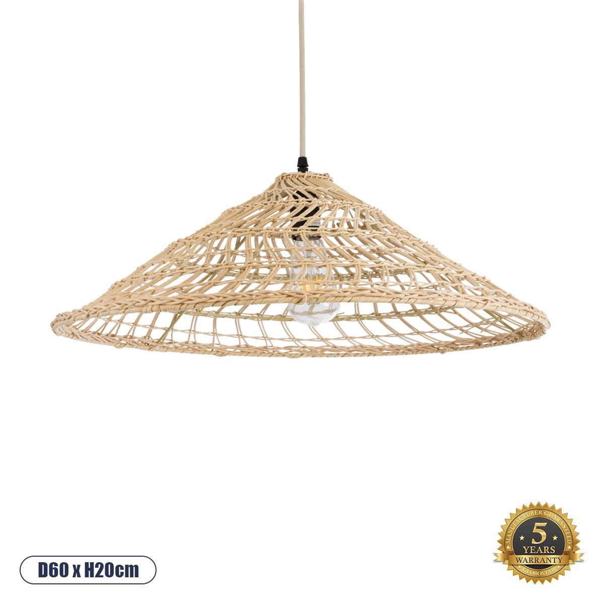 02346_0 GLOBOSTAR® KAIA 02346 Boho Κρεμαστό Φωτιστικό Οροφής με Ντουί 1 x E27 AC 220-240V IP20 - Μπεζ - Μ60 x Π60 x Υ20cm - Image 1