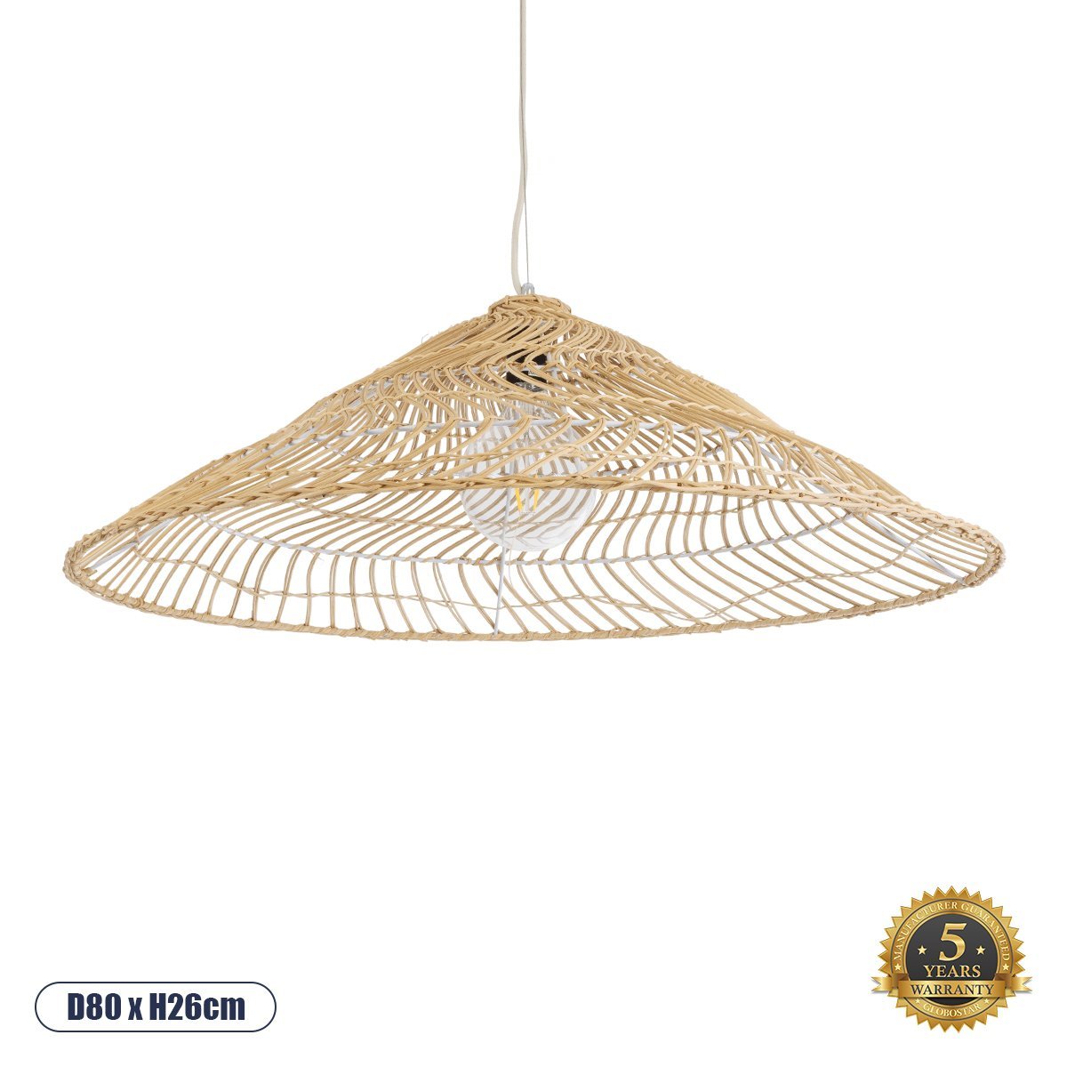 02347_0 GLOBOSTAR® KAIA 02347 Boho Κρεμαστό Φωτιστικό Οροφής με Ντουί 1 x E27 AC 220-240V IP20 - Μπεζ - Μ80 x Π80 x Υ26cm - Image 1