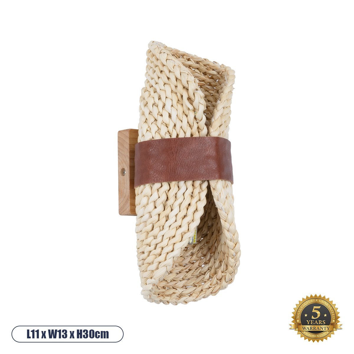 02385_0 GLOBOSTAR® GUAVA 02385 Boho Φωτιστικό Τοίχου - Απλίκα με Ντουί 2 x G9 AC 220-240V IP20 - Μπεζ & Καφέ - Μ11 x Π13 x Υ30cm - Image 1