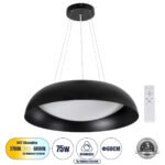 GLOBOSTAR® ANATOLIA 61269 Μοντέρνο Κρεμαστό Φωτιστικό Οροφής LED 75W 8625lm 120° AC 220-240V IP20 Ρυθμιζόμενο Λευκό CCT με Χειριστήριο από 2700K έως 6000K Dimmable - Lumileds SMD Chip - Μαύρο Ματ - Μ60 x Π60 x Υ12.5cm - 3 Χρόνια Εγγύηση - Image 2