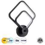 GLOBOSTAR® ANNA 61085 Μοντέρνο Φωτιστικό Τοίχου - Απλίκα LED 15W 1800lm 300° AC 220-240V IP20 Ρυθμιζόμενο Λευκό CCT με On/Off 2700K/4500K/6000K - Lumileds SMD Chip - Μαύρο Ματ - Μ25 x Π8 x Υ30cm - 3 Χρόνια Εγγύηση - Image 2