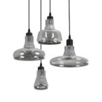 GLOBOSTAR® FEMINE 01011 Μοντέρνο Κρεμαστό Φωτιστικό Οροφής με Ντουί 4 x E27 AC 220-240V IP20 - Γκρι & Μαύρο - Μ70 x Π70 x Y24.5cm - Σετ 4 Τεμαχίων - Image 2