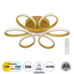 GLOBOSTAR® MARGARET 61403 Μοντέρνο Φωτιστικό Οροφής LED 54W 6210lm 360° AC 220-240V IP20 Ρυθμιζόμενο Λευκό CCT με Χειριστήριο από 2700K έως 6000K Dimmable - Lumileds SMD Chip - Χρυσό Βούρτσας - Μ57 x Π57 x Υ12cm - 3 Χρόνια Εγγύηση - Image 2