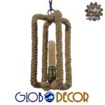 GLOBOSTAR® ELDORA 10001014 Vintage Κρεμαστό Φωτιστικό Οροφής με Ντουί 1 x E27 AC 220-240V IP20 - Μπεζ & Μπρούτζινο - Μ13 x Π13 x Υ30cm - Image 3