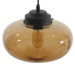 GLOBOSTAR® QUINN 01029 Vintage Κρεμαστό Φωτιστικό Οροφής με Ντουί 1 x E27 AC 220-240V IP20 - Μελί & Μαύρο - Μ26 x Π26 x Υ20cm - Image 6