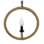 GLOBOSTAR® LINDELL 10001111 Vintage Κρεμαστό Φωτιστικό Οροφής με Ντουί 1 x E14 AC 220-240V IP20 - Μπεζ & Μαύρο - Μ37 x Π2.5 x Υ37cm - Image 6