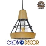 GLOBOSTAR® AKRON 10001133 Μοντέρνο Κρεμαστό Φωτιστικό Οροφής με Ντουί 1 x E27 AC 220-240V IP20 - Μπεζ & Μαύρο - Μ19 x Π19 x Υ22cm - Image 3