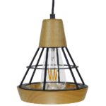 GLOBOSTAR® AKRON 10001133 Μοντέρνο Κρεμαστό Φωτιστικό Οροφής με Ντουί 1 x E27 AC 220-240V IP20 - Μπεζ & Μαύρο - Μ19 x Π19 x Υ22cm - Image 5