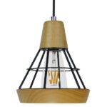 GLOBOSTAR® AKRON 10001133 Μοντέρνο Κρεμαστό Φωτιστικό Οροφής με Ντουί 1 x E27 AC 220-240V IP20 - Μπεζ & Μαύρο - Μ19 x Π19 x Υ22cm - Image 6