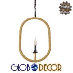 GLOBOSTAR® LINDELL 10001142 Vintage Κρεμαστό Φωτιστικό Οροφής με Ντουί 1 x E14 AC 220-240V IP20 - Μαύρο & Μπεζ - Μ35 x Π10 x Υ53cm - Image 3