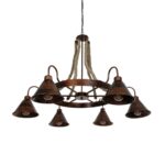 GLOBOSTAR® CAMELOT 10001191 Vintage Κρεμαστό Φωτιστικό Οροφής με Ντουί 6 x E27 AC 220-240V IP20 - Χάλκινο & Μπεζ - Μ95 x Π95 x Υ65cm