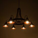 GLOBOSTAR® CAMELOT 10001191 Vintage Κρεμαστό Φωτιστικό Οροφής με Ντουί 6 x E27 AC 220-240V IP20 - Χάλκινο & Μπεζ - Μ95 x Π95 x Υ65cm - Image 2