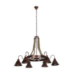 GLOBOSTAR® CAMELOT 10001191 Vintage Κρεμαστό Φωτιστικό Οροφής με Ντουί 6 x E27 AC 220-240V IP20 - Χάλκινο & Μπεζ - Μ95 x Π95 x Υ65cm - Image 3