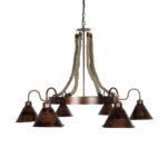 GLOBOSTAR® CAMELOT 10001191 Vintage Κρεμαστό Φωτιστικό Οροφής με Ντουί 6 x E27 AC 220-240V IP20 - Χάλκινο & Μπεζ - Μ95 x Π95 x Υ65cm - Image 4