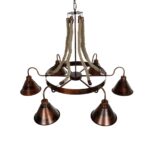 GLOBOSTAR® CAMELOT 10001191 Vintage Κρεμαστό Φωτιστικό Οροφής με Ντουί 6 x E27 AC 220-240V IP20 - Χάλκινο & Μπεζ - Μ95 x Π95 x Υ65cm - Image 6