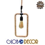 GLOBOSTAR® MALVERN 10001237 Vintage Κρεμαστό Φωτιστικό Οροφής με Ντουί 1 x E27 AC 220-240V IP20 - Μαύρο & Μπεζ - Μ33 x Π18 x Υ22cm - Image 3