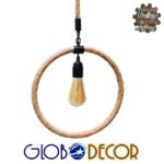 GLOBOSTAR® MALVERN 10001239 Vintage Κρεμαστό Φωτιστικό Οροφής με Ντουί 1 x E27 AC 220-240V IP20 - Μαύρο & Μπεζ - Μ34 x Π22 x Υ34cm - Image 3
