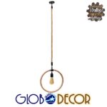 GLOBOSTAR® MALVERN 10001239 Vintage Κρεμαστό Φωτιστικό Οροφής με Ντουί 1 x E27 AC 220-240V IP20 - Μαύρο & Μπεζ - Μ34 x Π22 x Υ34cm - Image 4