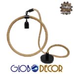 GLOBOSTAR® MALVERN 10001239 Vintage Κρεμαστό Φωτιστικό Οροφής με Ντουί 1 x E27 AC 220-240V IP20 - Μαύρο & Μπεζ - Μ34 x Π22 x Υ34cm - Image 5