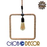 GLOBOSTAR® MALVERN 10001240 Vintage Κρεμαστό Φωτιστικό Οροφής με Ντουί 1 x E27 AC 220-240V IP20 - Μαύρο & Μπεζ - Μ33 x Π22 x Υ33cm - Image 3