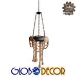 GLOBOSTAR® RUNNER 01115 Vintage Κρεμαστό Φωτιστικό Οροφής με Ντουί 6 x E27 AC 220-240V IP20 - Μαύρο & Μπεζ - Μ45 x Π45 x Υ60cm - Image 2