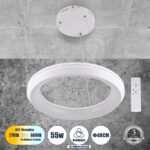 GLOBOSTAR® MELINA 61044 Μοντέρνο Κρεμαστό Φωτιστικό Οροφής LED 55W 6376lm 120° AC 220-240V IP20 Ρυθμιζόμενο Λευκό CCT με Χειριστήριο από 2700K έως 6000K Dimmable - Lumileds SMD Chip - Λευκό Ματ - Μ48 x Π48 x Υ6.5cm - 3 Χρόνια Εγγύηση - Image 2