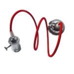 GLOBOSTAR® SUSPENS 115104 Vintage Κρεμαστό Φωτιστικό Οροφής με Ντουί 1 x E27 AC 220-240V IP20 - Ασημί & Κόκκινο - Μ6.7 x Π6.7 x Y94.3cm