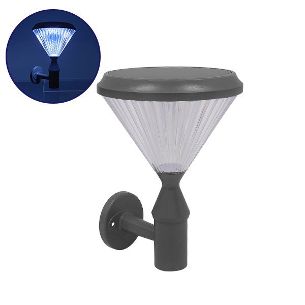 12125_00 GLOBOSTAR® SOLARTIS 12125 Φωτιστικό Κολωνάκι Κήπου LED 10W 1000lm 180° με Ενσωματωμένο Φωτοβολταϊκό Panel 6V 5W & Επαναφορτιζόμενη Μπαταρία Li-ion 3.2V 6000mAh με Αισθητήρα Ημέρας-Νύχτας Αδιάβροχο IP65 Ψυχρό Λευκό 6000K - Γκρι Ανθρακί - Μ26 x Π26 x Υ37cm - 2 Χρόνια Εγγύηση - Image 1