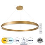 GLOBOSTAR® VENOM 61184 Μοντέρνο Κρεμαστό Φωτιστικό Οροφής LED 75W 8818lm 120° AC 220-240V IP20 Ρυθμιζόμενο Λευκό CCT με Χειριστήριο από 2700K έως 6000K Dimmable - Lumileds SMD Chip - Χρυσό Βούρτσας - Μ100 x Π100 x Υ6.5cm - 3 Χρόνια Εγγύηση - Image 2