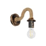 GLOBOSTAR® DAKER 01184 Vintage Φωτιστικό Τοίχου - Απλίκα με Ντουί 1 x E27 AC 220-240V IP20 - Χάλκινο Εφέ Σκουριάς & Μπεζ - Μ21 x Π12 x Υ16cm - Image 2