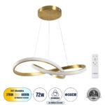 GLOBOSTAR® DEXTER 61051 Μοντέρνο Κρεμαστό Φωτιστικό Οροφής LED 72W 8064lm 300° AC 220-240V IP20 Ρυθμιζόμενο Λευκό CCT με Χειριστήριο από 2700K έως 6000K Dimmable - Lumileds SMD Chip - Χρυσό Βούρτσας - Μ56 x Π56 x Υ14cm - 3 Χρόνια Εγγύηση - Image 2