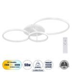 GLOBOSTAR® NEMESIS 61109 Μοντέρνο Φωτιστικό Οροφής LED 98W 11858lm 360° AC 220-240V IP20 Ρυθμιζόμενο Λευκό CCT με Χειριστήριο από 2700K έως 6000K Dimmable - Lumileds SMD Chip - Λευκό Ματ - Μ89 x Π60 x Υ19cm - 3 Χρόνια Εγγύηση - Image 2