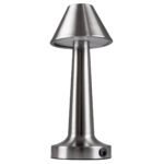 GloboStar® MOLLY 76516 Επαναφορτιζόμενο Επιτραπέζιο Φωτιστικό Πορτατίφ LED 1.5W 105lm 120° DC 5V IP44 Θερμό Λευκό 2700K Dimmable Ασημί Αλουμίνιο - Μ10 x Π10 x Υ23cm - 2 Xρόνια Εγγύηση - Image 2