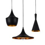 GLOBOSTAR® SHANGHAI 01025 Μοντέρνο Κρεμαστό Φωτιστικό Οροφής με Ντουί 3 x E27 AC 220-240V IP20 - Μαύρο & Χρυσό - Μ79.5 x Π79.5 x Υ38cm - Σετ 3 Τεμαχίων - Image 2