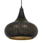 GLOBOSTAR® JANIS 01590 Μοντέρνο Κρεμαστό Φωτιστικό Οροφής με Ντουί 1 x E27 AC 220-240V IP20 - Μαύρο & Χρυσό - Μ30 x Π30 x Υ30cm - Image 2