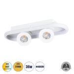GLOBOSTAR® NESPO 61213 Μοντέρνο Φωτιστικό Οροφής LED 36W 4032lm 360° & 45° AC 220-240V IP20 Ρυθμιζόμενο Λευκό CCT με On/Off 2700K/4500K/6000K - Lumileds SMD Chip - Λευκό Ματ - Μ40 x Π13 x Υ6.5cm - 3 Χρόνια Εγγύηση - Image 2
