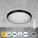 GLOBOSTAR® MELINA 61040 Μοντέρνο Φωτιστικό Οροφής LED 55W 6376lm 120° AC 220-240V IP20 Ρυθμιζόμενο Λευκό CCT με Χειριστήριο από 2700K έως 6000K Dimmable - Lumileds SMD Chip - Μαύρο Ματ - Μ48 x Π48 x Υ9cm - 3 Χρόνια Εγγύηση - Image 2
