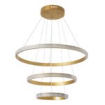 GLOBOSTAR® DIAMOND TRIO 61137-DECO Μοντέρνο Κρεμαστό Φωτιστικό Οροφής LED 100W 12123lm 360° AC 220-240V IP20 Ρυθμιζόμενο Λευκό CCT με Χειριστήριο από 2700K έως 6000K Dimmable - Lumileds SMD Chip - Χρυσό Βούρτσας - Μ60 x Π60 x Υ60cm - 3 Χρόνια Εγγύηση - Image 5